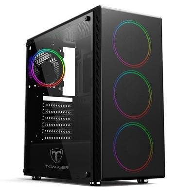 Gabinete Gamer T-Dagger, Lateral em Acrilico, Mid Tower Preto - TGC-G10B