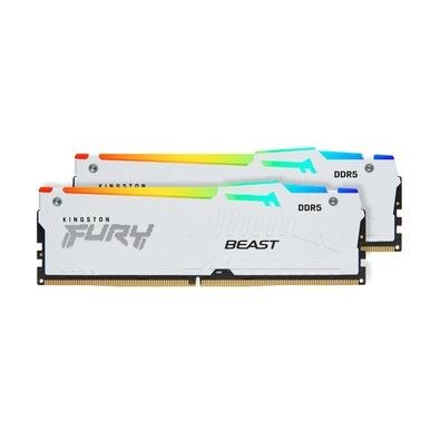 Memória Kingston Fury Beast, RGB, 64GB (2x32GB), 5600MHz, DDR5, CL40,para Intel XMP, Branco - KF556C40BWAK2-64