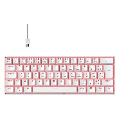 Teclado Mecânico Gamer Hyrax Thunder HCK61, LED Vermelho, Switch Red, 100% anti-ghosting, ABNT2 - HCK61W-RED-LED