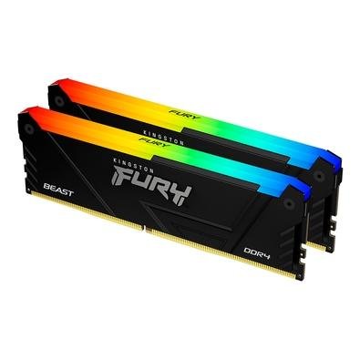 Memória Kingston Fury Beast, RGB, 64GB (2x32GB), 3200MHz, DDR4, CL16, Preto - KF432C16BB2AK2/64