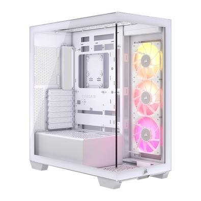Gabinete Gamer Corsair iCUE LINK 3500X RGB, Mid-Tower, ATX, Lateral em Vidro, 3x FAN RX120 RGB Pré-instaladas, Branco - CC-9011281-WW
