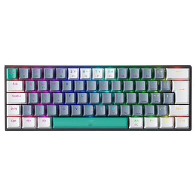 Teclado Mecânico Gamer Machenike K500-B61 60% Compacto, Switch Azul, RGB, HotSwap, USB-C, ABNT2, Branco e Cinza - JJ02F0002