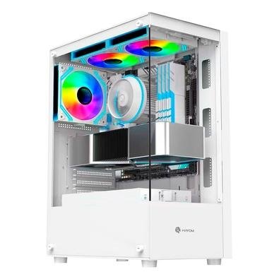 Gabinete Gamer Hayom GB1793, Mid Tower, ATX, Lateral e frontal em Vidro Temperado, com Cooler Fan, Branco - GB1793
