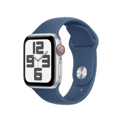 Apple Watch SE GPS + Cellular, Caixa Prateada de Alumínio de 40 mm, Pulseira Esportiva Denim, Tamanho P/M - MXGF3BE/A