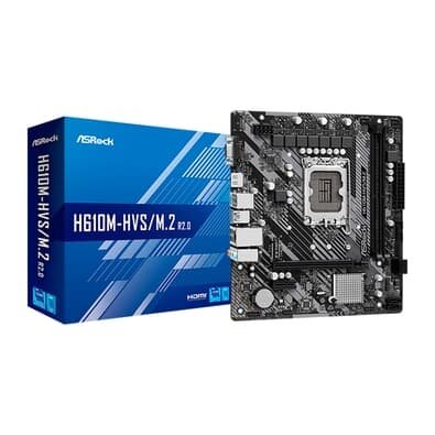 Placa Mãe ASRock H610M-HVS M.2 Intel, M-ATX, DDR4, Socket LGA 1700, HDMI, D-Sub, Preto - 90-MXBJJ0-A0BAY1Z
