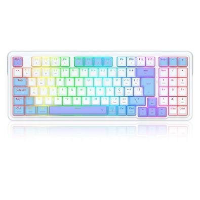 Teclado Sem Fio Mecânico Gamer Redragon Gloria Pro, Switch Marrom, USB e Bluetooth, ABNT2, Branco - K664WBP-RGB-PRO (PT-BUMBLEBEE)