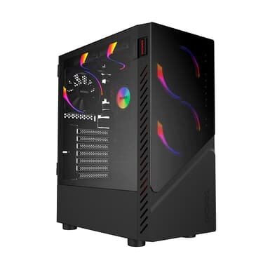 Gabinete Gamer PCYes Set, Mid Tower, ATX, Lateral em Vidro Temperado, Preto Vulcan - GSBVPBR