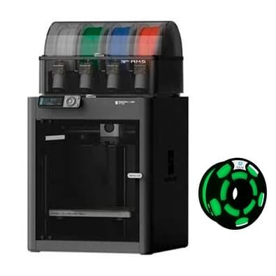 Kit Impressora 3D Bambu Lab P1S com AMS, PF001-U+SA001 + Filamento PLA 3DLAB, Fosforescente - 2013010130