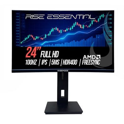 Monitor Gamer Rise Mode Essential 24", FHD, 100Hz, 5ms, IPS, FreeSync, HDR 400, HDMI e VGA, Altura Ajustável, Preto - RM-MOGL-24F100FH-B