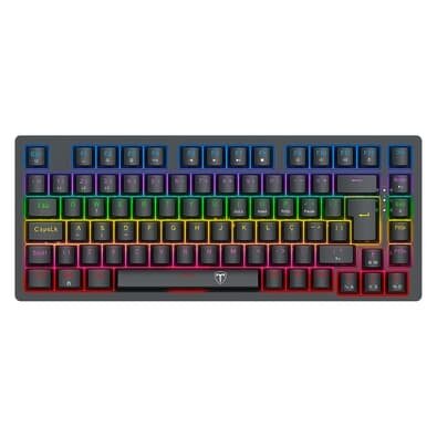 Teclado Mecânico Gamer T-dagger Megatre 75%, RGB, Switch Dust-proof Marrom, USB Tipo-C Removível, ABNT2, Preto - T-TGK326-BR