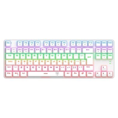 Teclado Mecânico Gamer T-Dagger Bora TKL, RGB, Switch Dust-proof Marrom, USB, ABNT2, Branco - T-TGK313W-BR