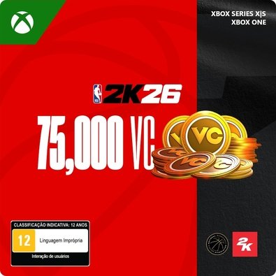 Gift Card NBA 2K26: 75,000 Moedas Virtuais (VC), Xbox