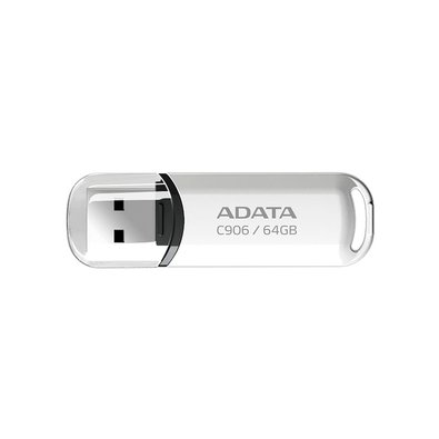 Pen Drive 64GB ADATA Classic C906, USB 2.0, Branco - AC906-64G-RWH