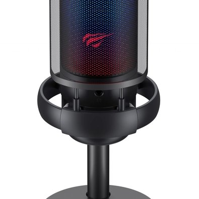 Microfone Gamer Havit GK50, RGB, Cardioide, Conexão USB-C, com Suporte, Preto - GK50 Pro Live
