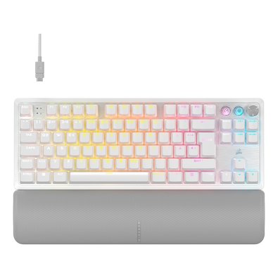 Teclado Magnético Gamer Corsair K70 PRO TKL LED RGB, Switch CORSAIR MGX, Hall Effect, Rapid Trigger, US, Branco - CH-911921G-NA