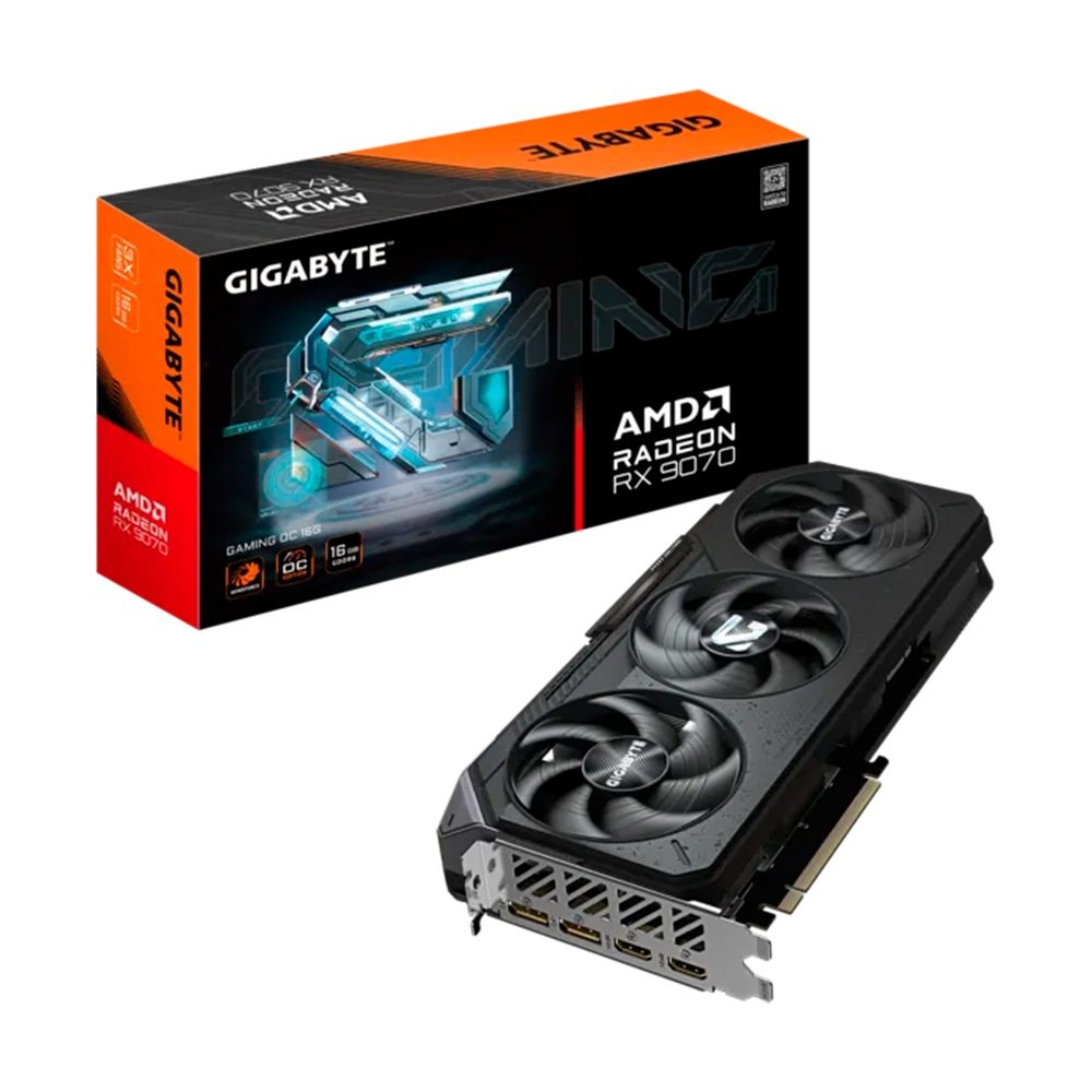 Placa de Vídeo Gigabyte RX 9070 Gaming AMD Radeon, 16GB, GDDR6, RGB, Preto - GV-R9070GAMING-16GD Placa de Vídeo Gigabyte RX 9070 Gaming AMD Radeon, 16GB, GDDR6, RGB, Preto - GV-R9070GAMING-16GD