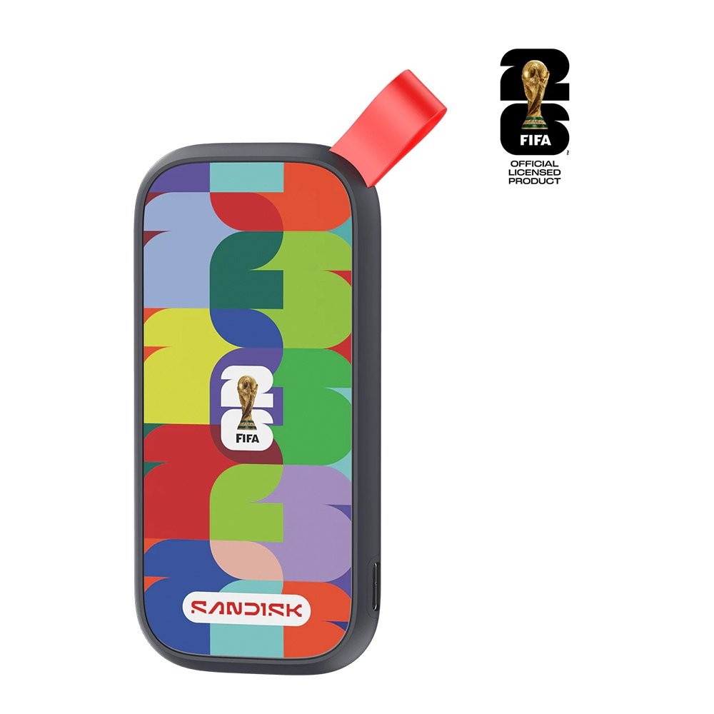 SSD Portátil SanDisk, FIFA World Cup 2026 Edition, 1TB, USB 3.2, Resistente a Quedas - SDSSDE30F-1T00-G25