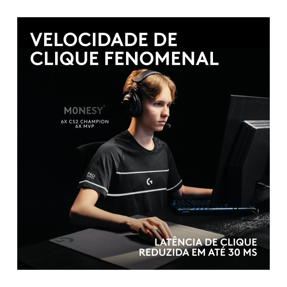 Mouse Gamer Sem Fio Logitech G PRO X2 SUPERSTRIKE LIGHTSPEED, 61g, Cliques Táteis Personalizáveis, USB-C, Preto e Branco - 910-007775 Mouse Gamer Sem Fio Logitech G PRO X2 SUPERSTRIKE LIGHTSPEED, 61g, Cliques Táteis Personalizáveis, USB-C, Preto e Branco - 910-007775