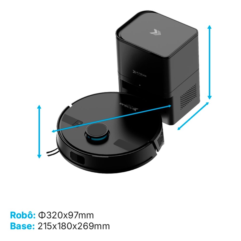 Robô Aspirador e Passa Pano KABUM! smart K800 Pro, Mapeia a Laser, Autolimpante, Recarga automática, 13000Pa, APP, 127v, Preto - KSAR81010PT Robô Aspirador e Passa Pano KABUM! smart K800 Pro, Mapeia a Laser, Autolimpante, Recarga automática, 13000Pa, APP, 127v, Preto - KSAR81010PT