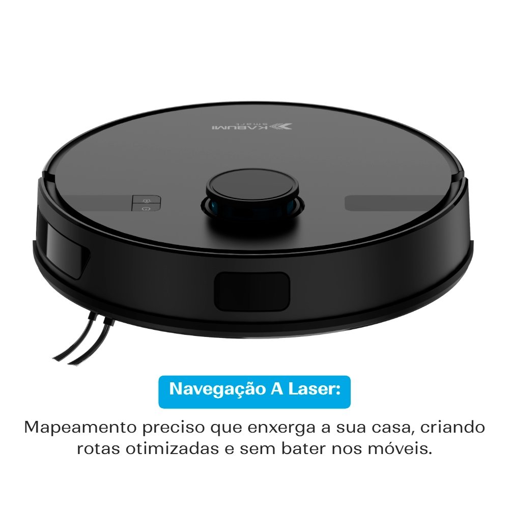 Robô Aspirador e Passa Pano KABUM! smart K800 Pro, Mapeia a Laser, Autolimpante, Recarga automática, 13000Pa, APP, 127v, Preto - KSAR81010PT Robô Aspirador e Passa Pano KABUM! smart K800 Pro, Mapeia a Laser, Autolimpante, Recarga automática, 13000Pa, APP, 127v, Preto - KSAR81010PT