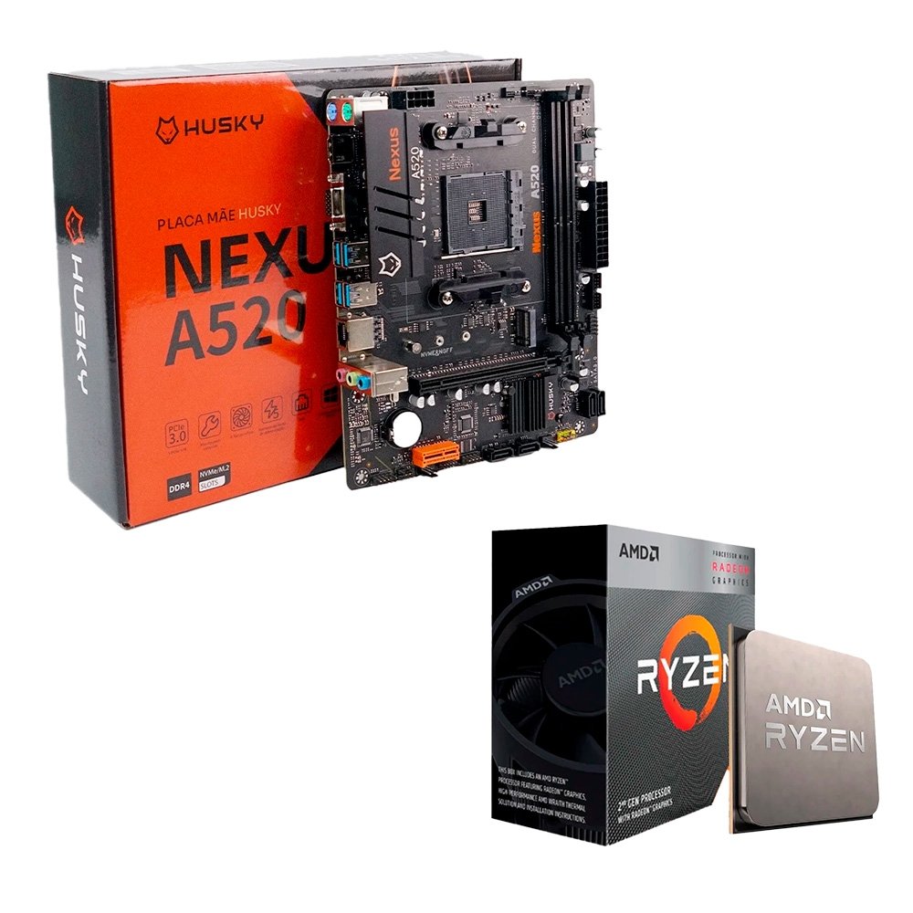 Kit Upgrade Ryzen 3 3200G e Placa-Mãe A520 Husky