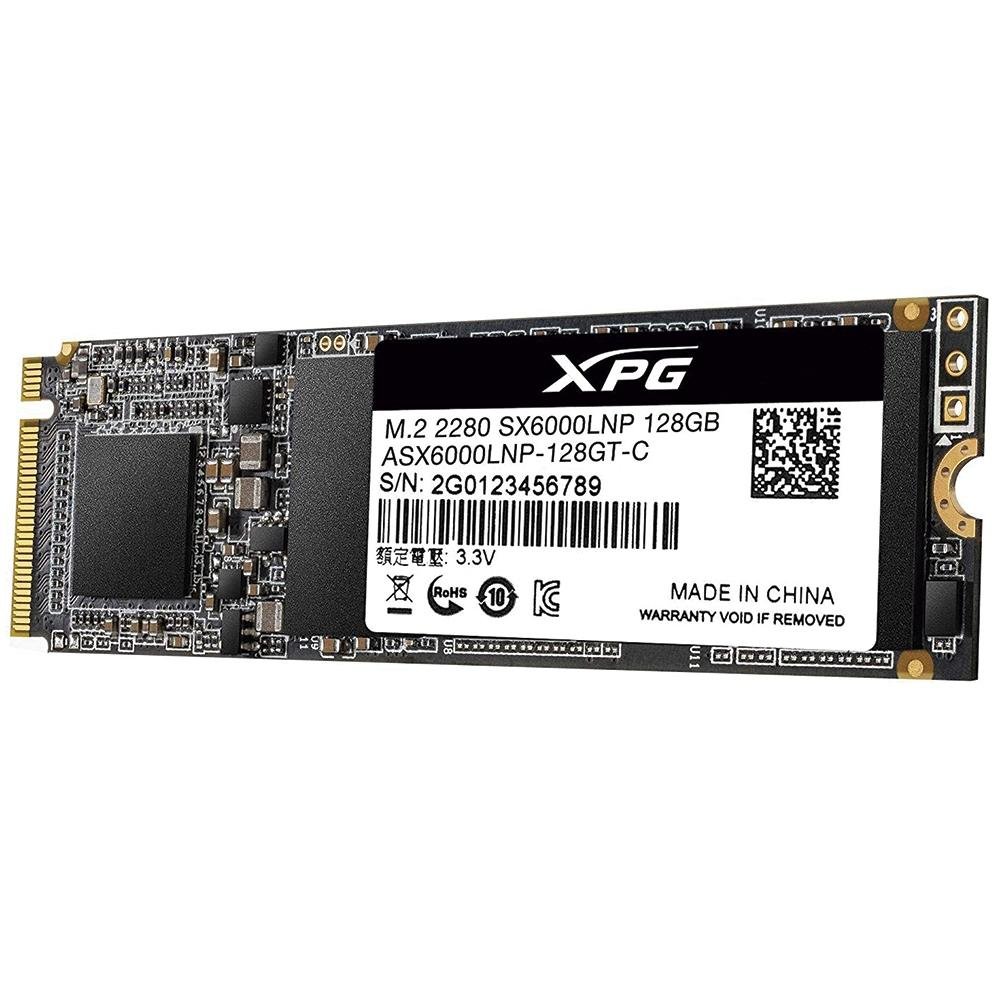 SSD Adata XPG SX6000 Lite, 128GB, M.2 NVMe, Leitura: 1800MB/s e Gravação: 600MB/s, Preto - ASX6000LNP-128GT-C SSD Adata XPG SX6000 Lite, 128GB, M.2 NVMe, Leitura: 1800MB/s e Gravação: 600MB/s, Preto - ASX6000LNP-128GT-C