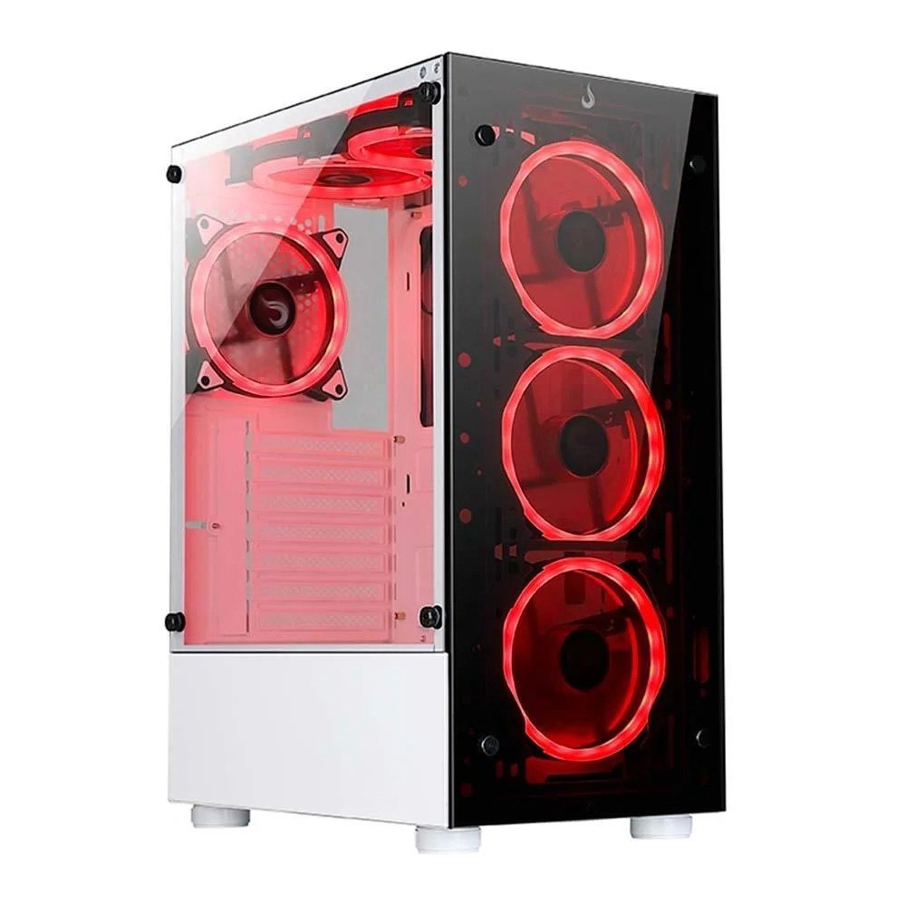 Gabinete Gamer Rise Mode Glass 06X Frost + Fonte MACH1 Steady, 500W