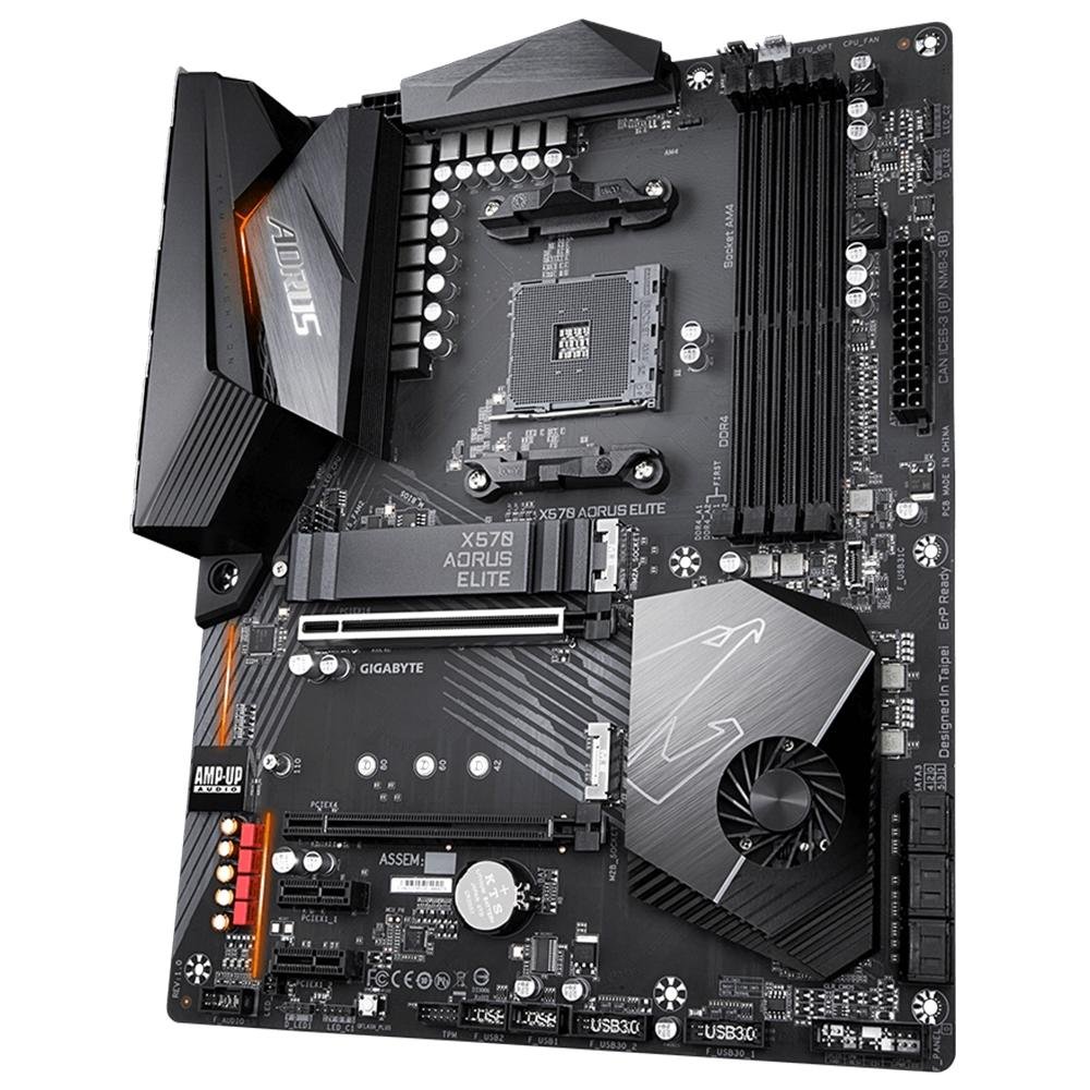 Placa-Mãe Gigabyte Aorus X570 Aorus Elite, AMD AM4, ATX, DDR4, Preto - X570 Aorus Elite Placa-Mãe Gigabyte Aorus X570 Aorus Elite, AMD AM4, ATX, DDR4, Preto - X570 Aorus Elite