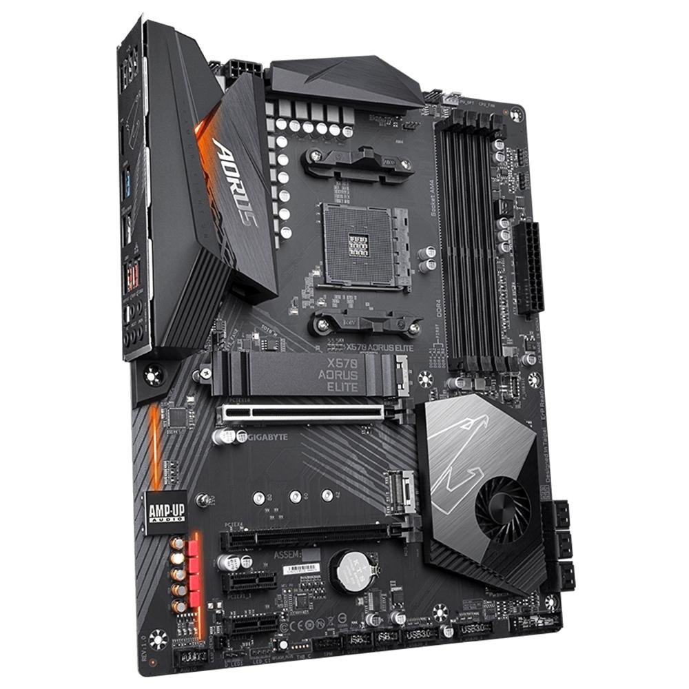 Placa-Mãe Gigabyte Aorus X570 Aorus Elite, AMD AM4, ATX, DDR4, Preto - X570 Aorus Elite Placa-Mãe Gigabyte Aorus X570 Aorus Elite, AMD AM4, ATX, DDR4, Preto - X570 Aorus Elite
