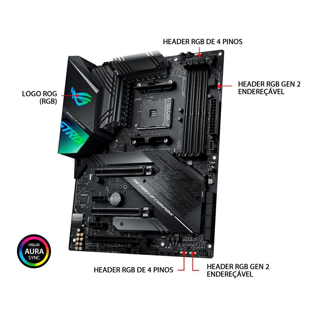 Placa-Mãe Asus ROG Strix X570-F Gaming, AMD AM4, ATX, DDR4 | KaBuM!