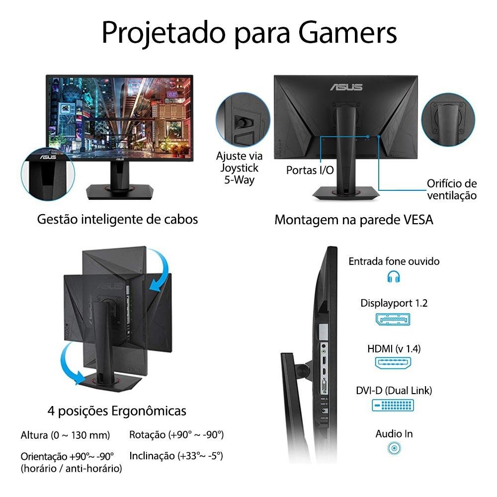 Monitor Gamer Asus 27´, DP, 165Hz 0.5ms | KaBuM!