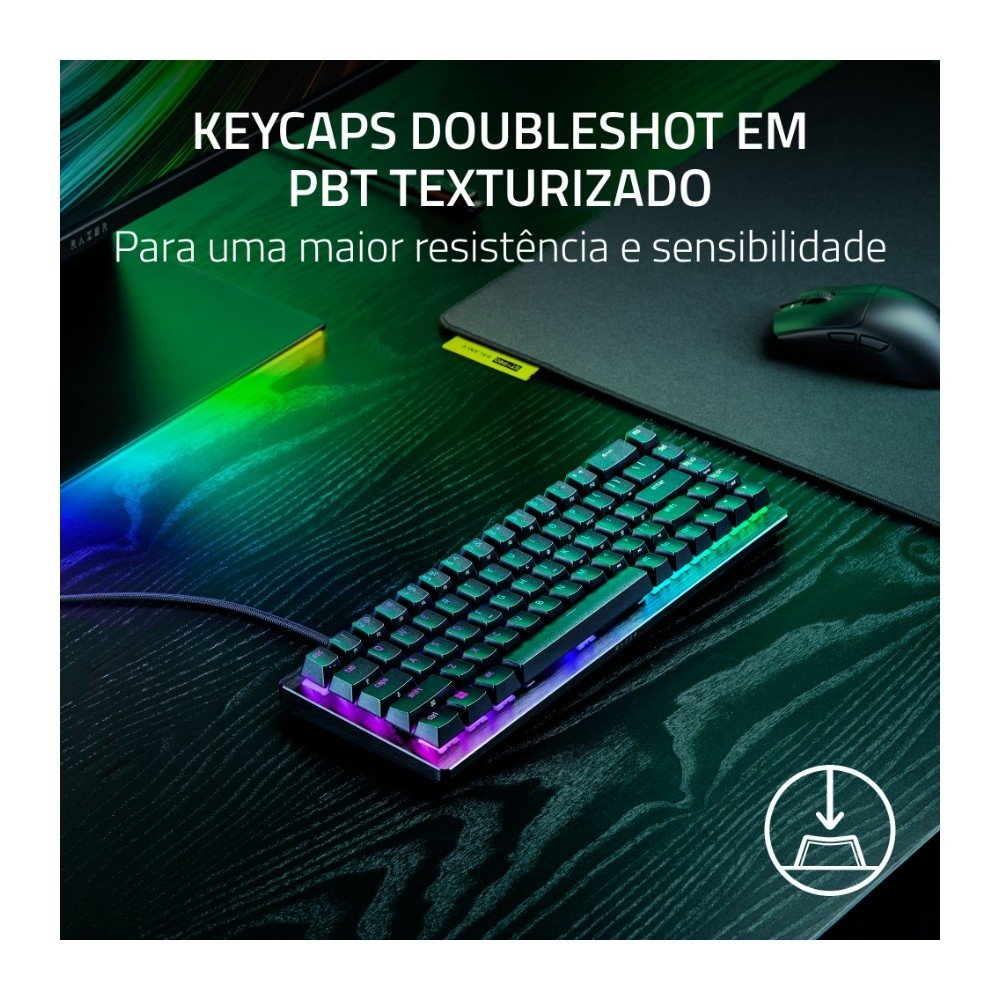 Teclado Mecânico Gamer Razer Huntsman V3 HE Mini 65%, Switch Magnético, 8KHz, Rapid Trigger, USB-C, RGB, Preto - RZ03-05930200-R3U1 Teclado Mecânico Gamer Razer Huntsman V3 HE Mini 65%, Switch Magnético, 8KHz, Rapid Trigger, USB-C, RGB, Preto - RZ03-05930200-R3U1