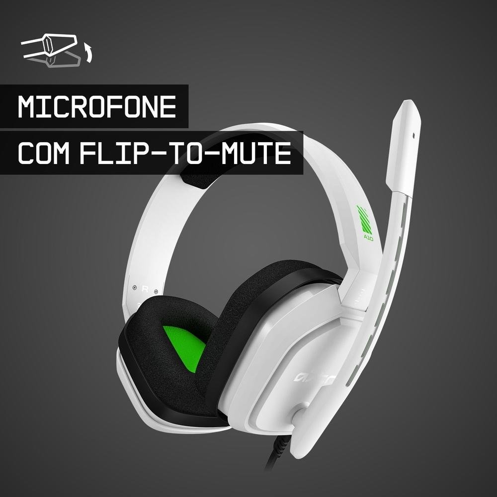 Headset Gamer Astro A10 para Xbox, PlayStation, PC, Mac - Branco/Verde - 939-001854