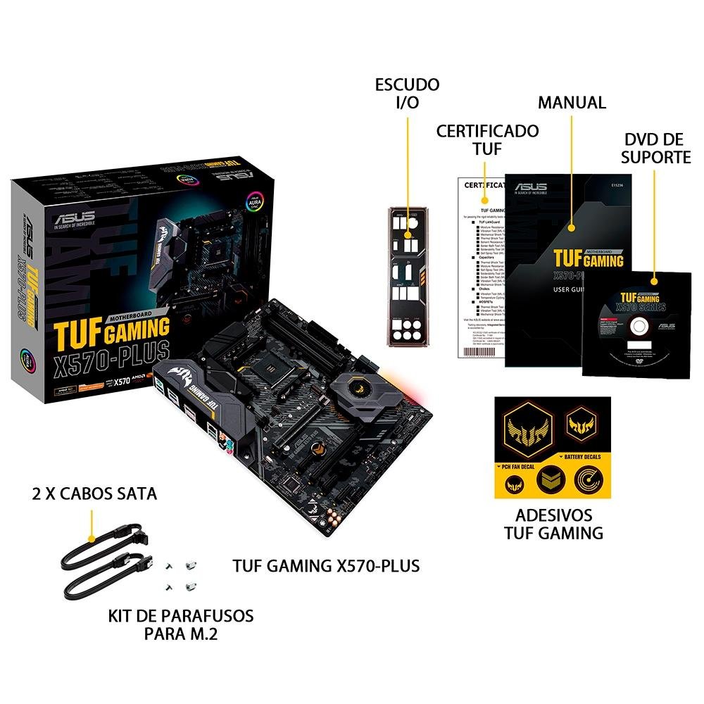 Placa-Mãe Asus TUF Gaming X570-PLUS AMD | KaBuM!