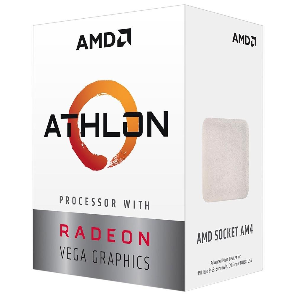 Processador AMD Athlon 3000G Two Core, 3500MHz, Cache 5MB, 2 Núcleos, 4 Threads, AM4 - YD3000C6FHBOX Processador AMD Athlon 3000G Two Core, 3500MHz, Cache 5MB, 2 Núcleos, 4 Threads, AM4 - YD3000C6FHBOX