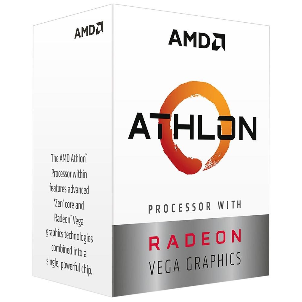Processador AMD Athlon 3000G Two Core, 3500MHz, Cache 5MB, 2 Núcleos, 4 Threads, AM4 - YD3000C6FHBOX Processador AMD Athlon 3000G Two Core, 3500MHz, Cache 5MB, 2 Núcleos, 4 Threads, AM4 - YD3000C6FHBOX