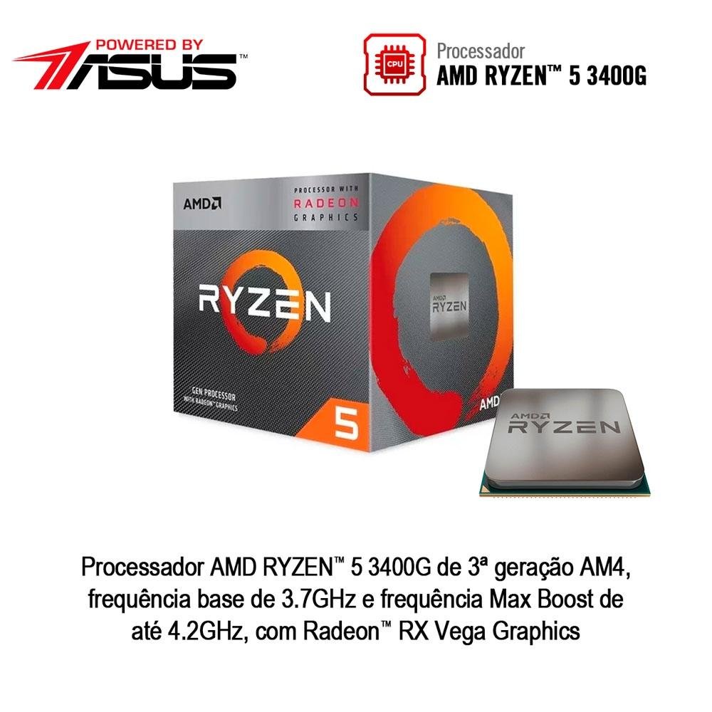 Computador Gamer BRX POWERED BY ASUS AMD Ryzen 5 3400G, 16GB, 1TB