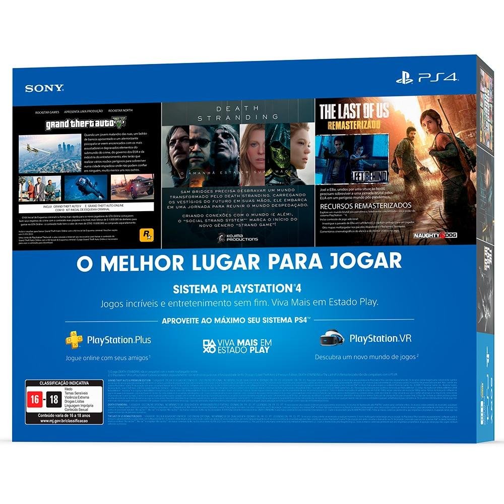 Console Sony PlayStation 4 Hits Bundle Mega Pack 9, 1TB - Grand Theft Auto V Premium Edition + Death Stranding + The Last of Us Remasterizado - CUH-2214B Console Sony PlayStation 4 Hits Bundle Mega Pack 9, 1TB - Grand Theft Auto V Premium Edition + Death Stranding + The Last of Us Remasterizado - CUH-2214B