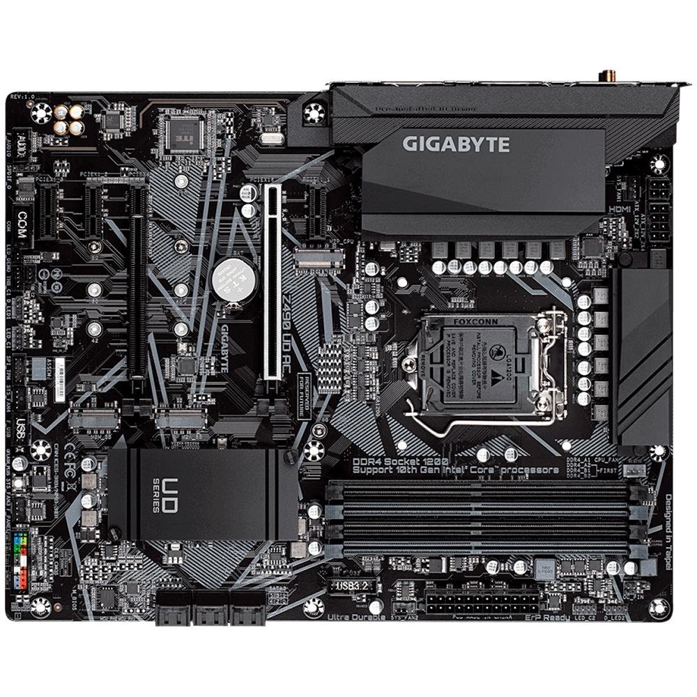 Placa-Mãe Gigabyte Z490 UD AC, Intel LGA 1200, ATX, DDR4, Preto - Z490 UD AC Placa-Mãe Gigabyte Z490 UD AC, Intel LGA 1200, ATX, DDR4, Preto - Z490 UD AC