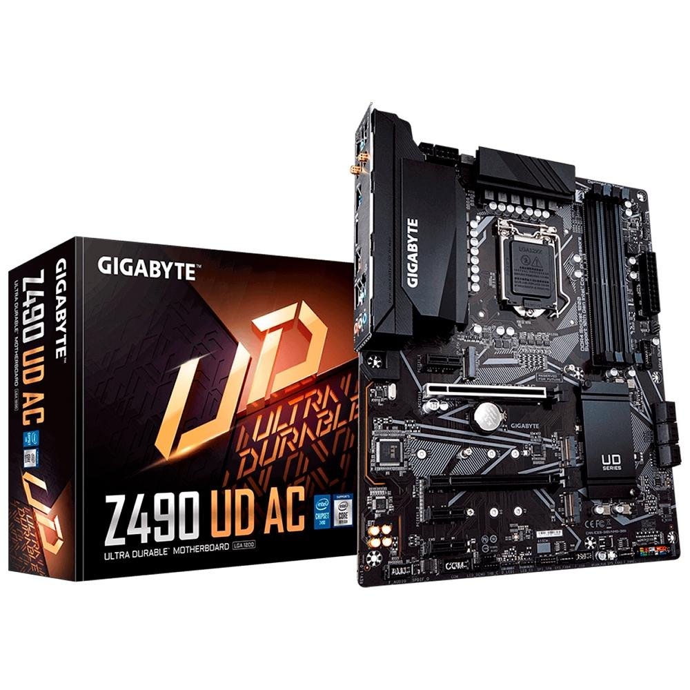 Placa-Mãe Gigabyte Z490 UD AC, Intel LGA 1200, ATX, DDR4, Preto - Z490 UD AC Placa-Mãe Gigabyte Z490 UD AC, Intel LGA 1200, ATX, DDR4, Preto - Z490 UD AC