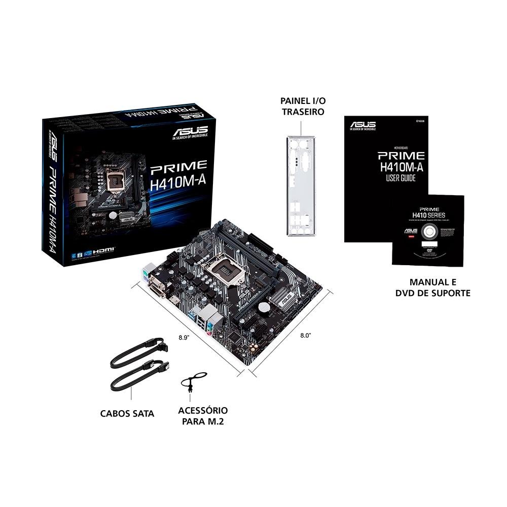 ASUS　PRIME H410M-A　LGA1200 Placa Mãe Asus Prime H410M-A, Intel LGA 1200, mATX, DDR4 | KaBuM!