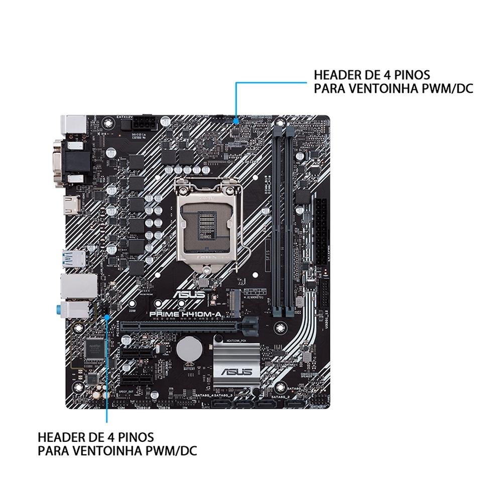 Placa Mãe Asus Prime H410M-A, Intel LGA 1200, mATX, DDR4 | KaBuM!