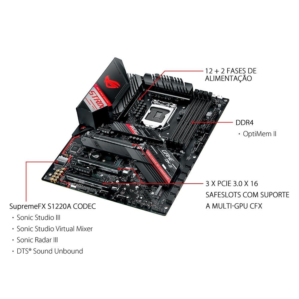 Placa Mãe Asus ROG Strix Z490-H Gaming, Intel LGA 1200, ATX, DDR4