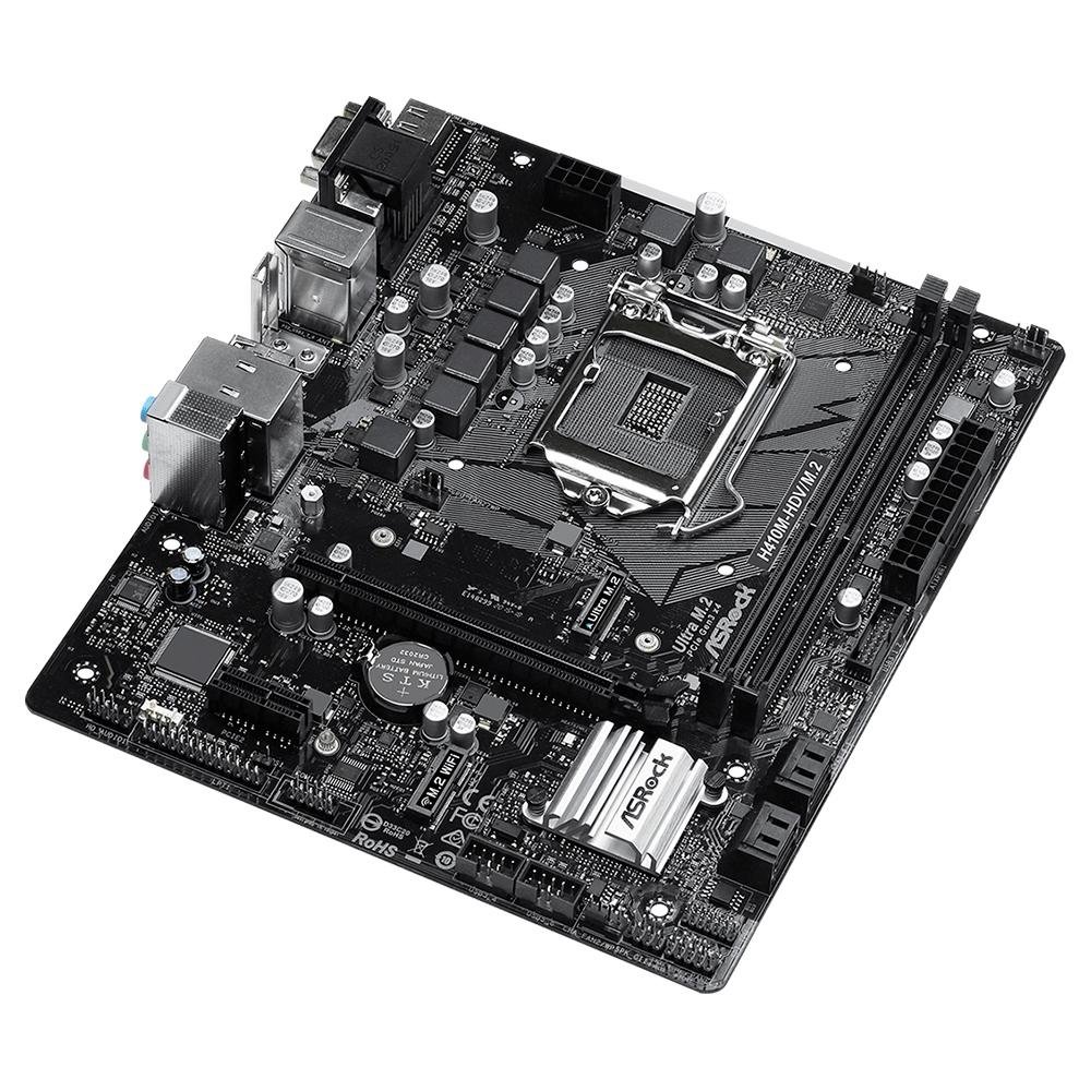 ASRock H410M-HDV/M.2 CelG5905付 Placa Mãe ASRock H410M-HDV/M.2, Intel LGA 1200, Micro ATX, DDR4
