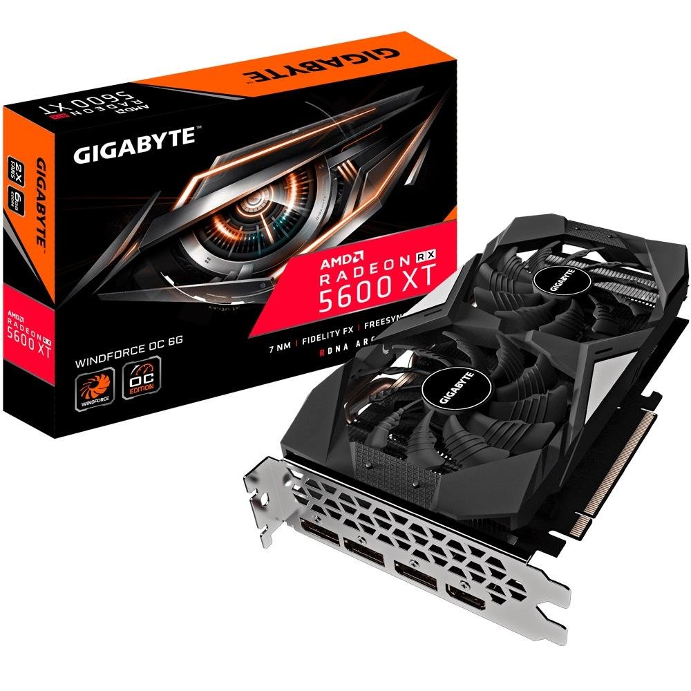 Placa de Vídeo Gigabyte AMD Radeon RX 5600 XT Windforce OC 6G, 6GB, GDDR6, (rev 1.0) - GV-R56XTWF2OC-6GD Placa de Vídeo Gigabyte AMD Radeon RX 5600 XT Windforce OC 6G, 6GB, GDDR6, (rev 1.0) - GV-R56XTWF2OC-6GD