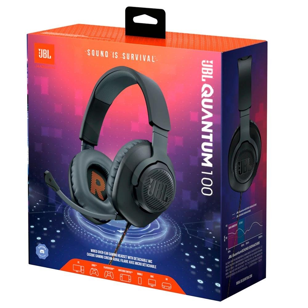 Headset Gamer JBL Quantum 100, Drivers 40mm, Preto - 28913174 | KaBuM!