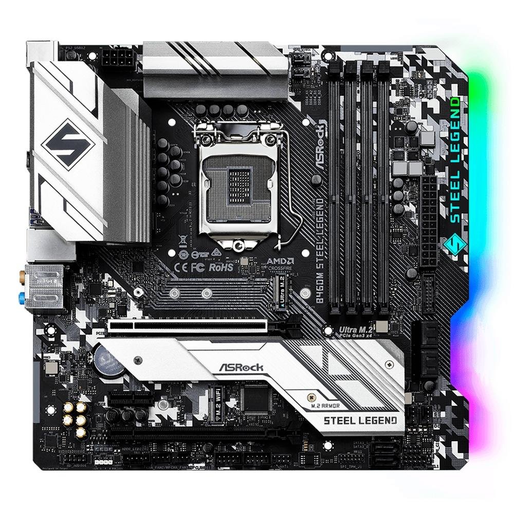 Placa Mãe ASRock B460M Steel Legend, Intel LGA1200, Micro ATX