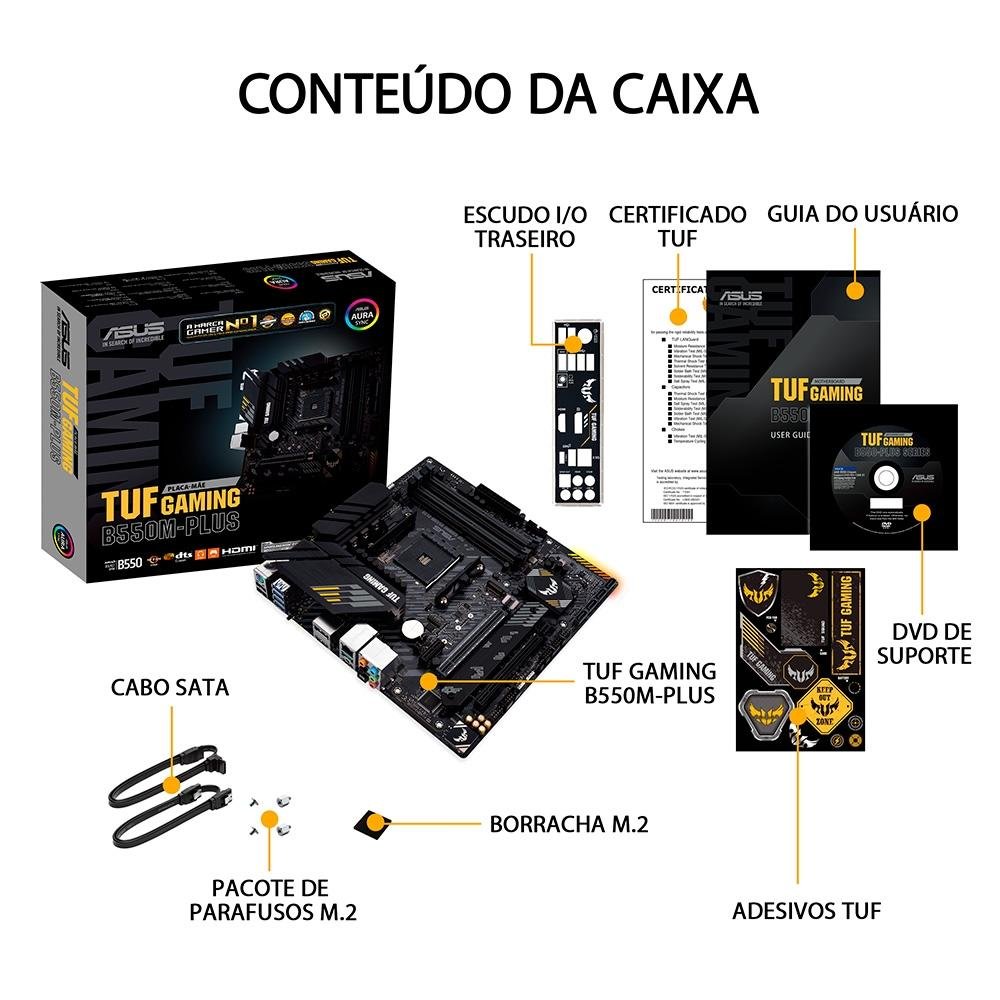 Placa-Mãe Asus TUF Gaming B550M-Plus AMD | KaBuM!