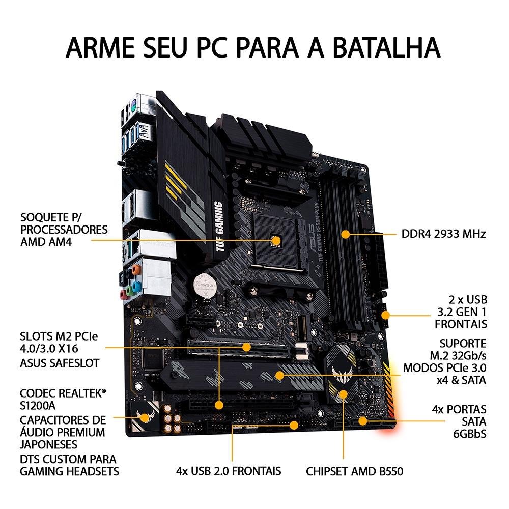 Placa-Mãe Asus TUF Gaming B550M-Plus AMD | KaBuM!
