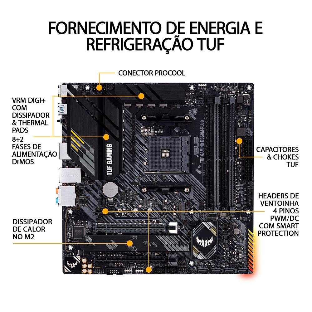 Placa-Mãe Asus TUF Gaming B550M-Plus AMD | KaBuM!